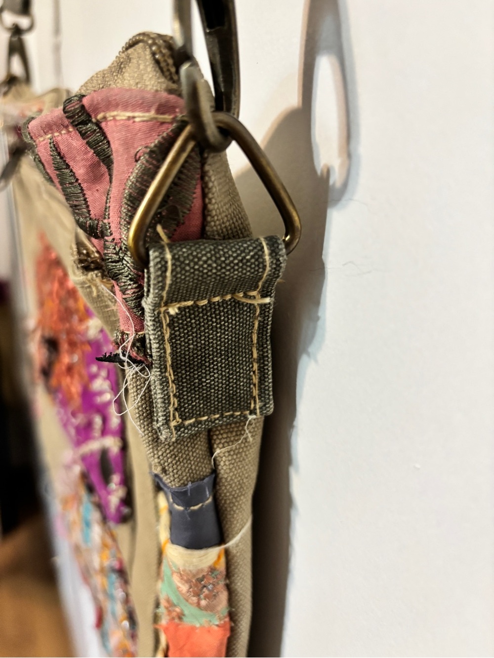 Vintage Addiction Recycled Military Tent Patchwork Crossbody Bag Boho - Picture 13 of 16